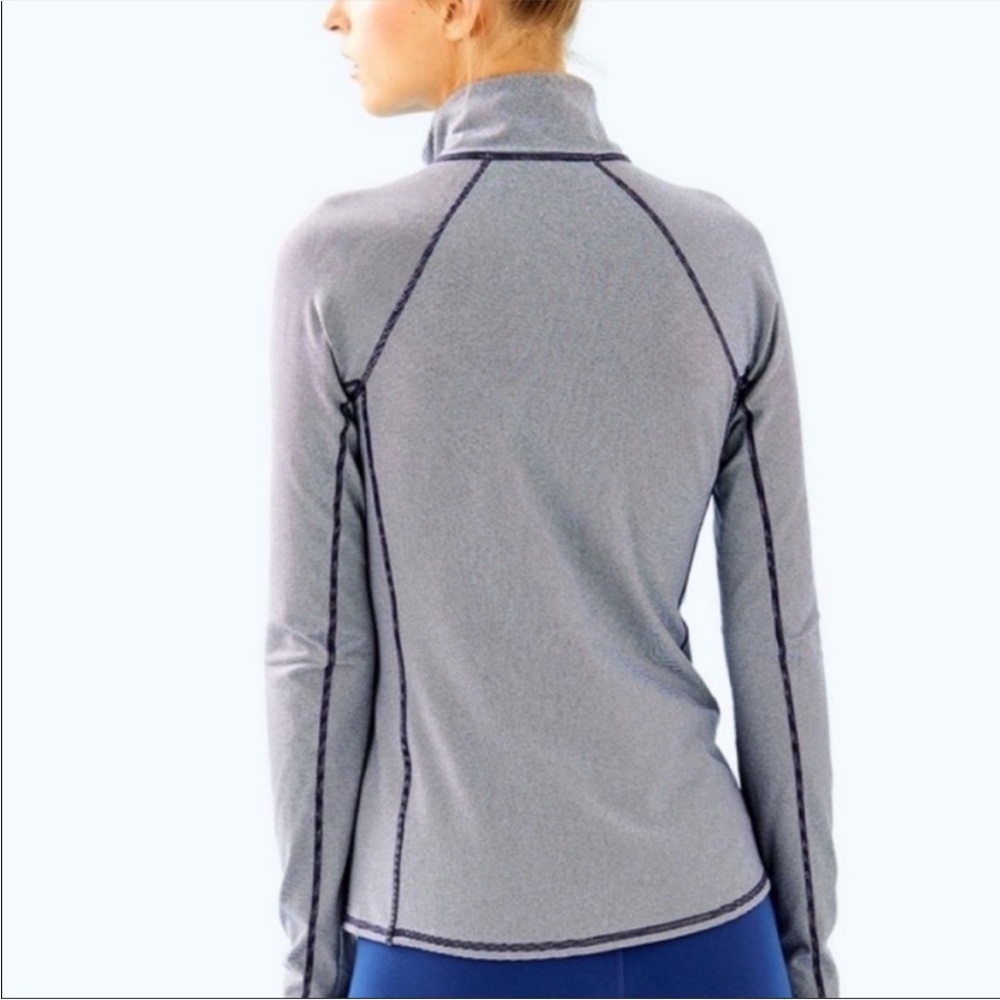 NWOT Lilly Pulitzer Kapti Luxletic Strie Full Zip Jacket in Navy and White Sz L - Picture 3 of 9